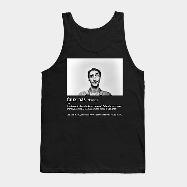 Funny Faux Pas Dad Joke Pun with "Suave" Picture Back Version (MD23Frd014b) Tank Top by Maikell Designs